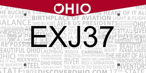 EXJ37 Ohio License Plate