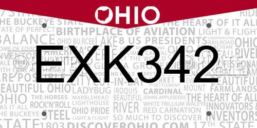 EXK342 Ohio License Plate