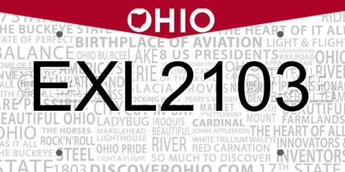 EXL2103 Ohio License Plate