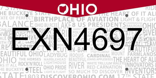 EXN4697 Ohio License Plate