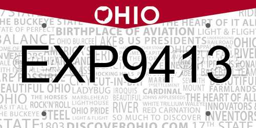 EXP9413 Ohio License Plate
