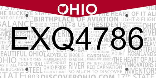 EXQ4786 Ohio License Plate