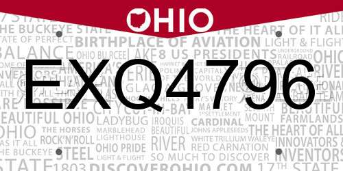 EXQ4796 Ohio License Plate