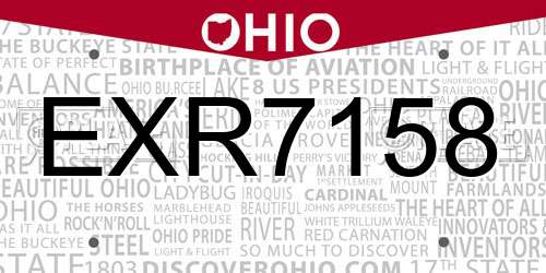 EXR7158 Ohio License Plate