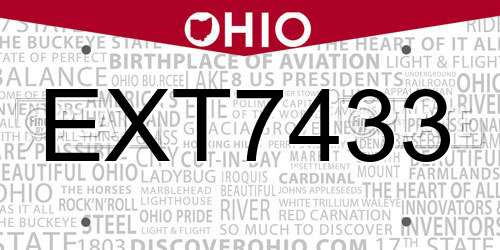 EXT7433 Ohio License Plate