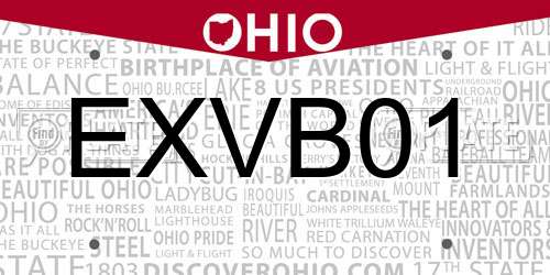 EXVB01 Ohio License Plate