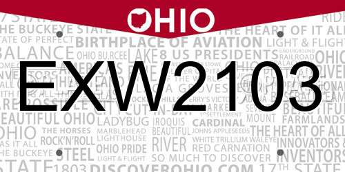 EXW2103 Ohio License Plate