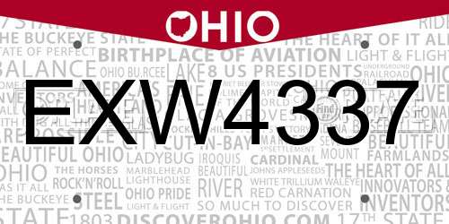 EXW4337 Ohio License Plate