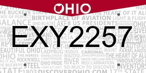 EXY2257 Ohio License Plate
