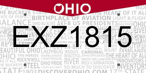EXZ1815 Ohio License Plate