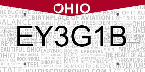 EY3G1B Ohio License Plate