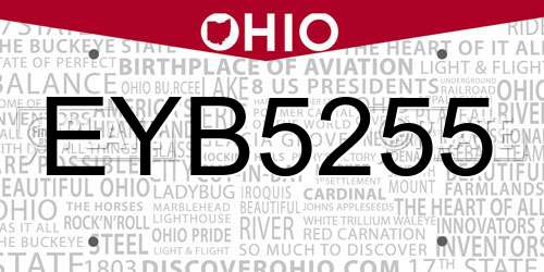 EYB5255 Ohio License Plate
