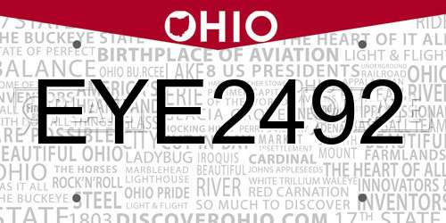 EYE2492 Ohio License Plate
