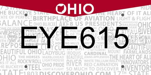 EYE615 Ohio License Plate