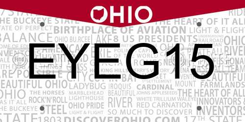 EYEG15 Ohio License Plate