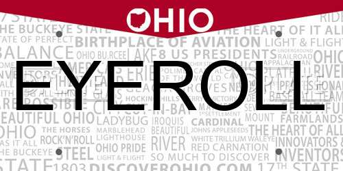 EYEROLL Ohio License Plate