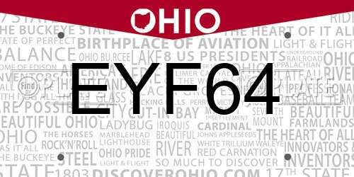 EYF64 Ohio License Plate