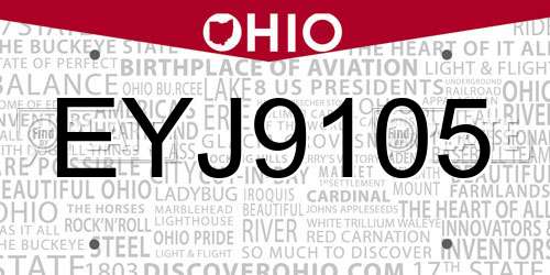 EYJ9105 Ohio License Plate