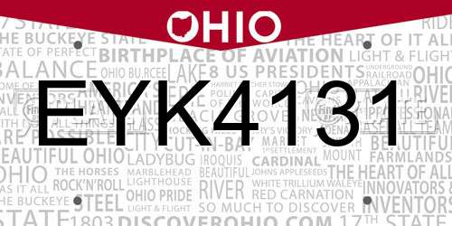 EYK4131 Ohio License Plate