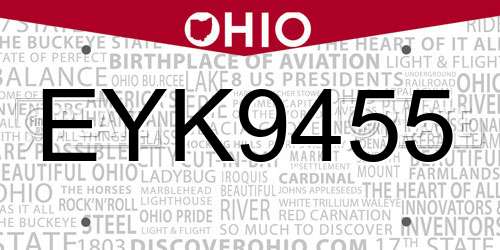 EYK9455 Ohio License Plate