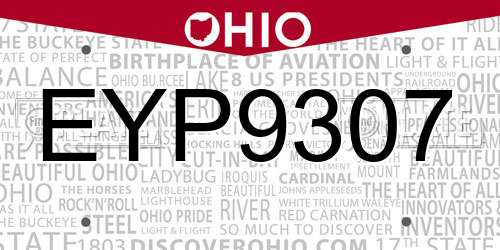 EYP9307 Ohio License Plate