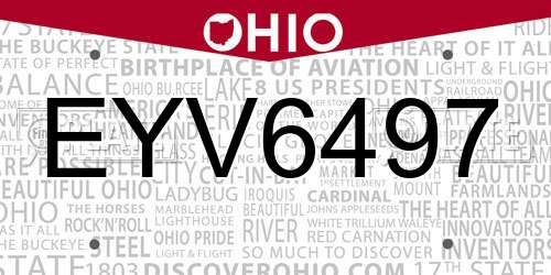 EYV6497 Ohio License Plate