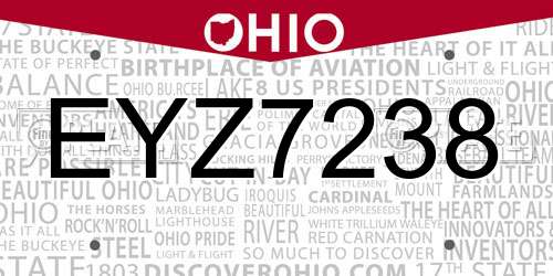 EYZ7238 Ohio License Plate