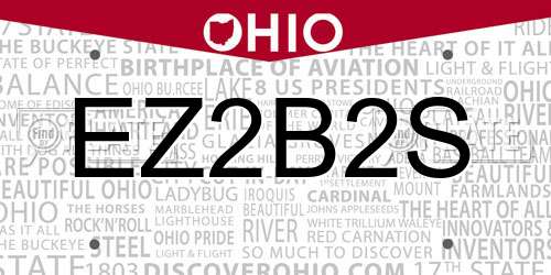 EZ2B2S Ohio License Plate
