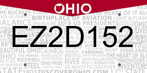 EZ2D152 Ohio License Plate