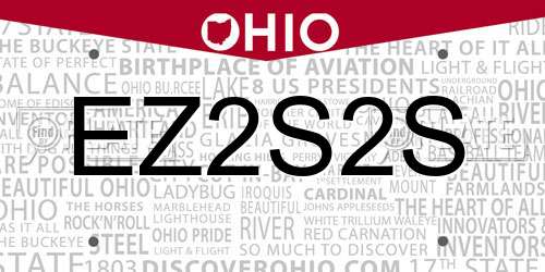 EZ2S2S Ohio License Plate