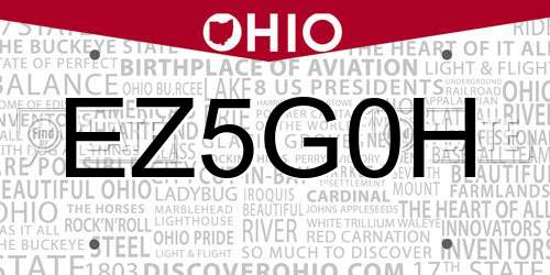 EZ5G0H Ohio License Plate
