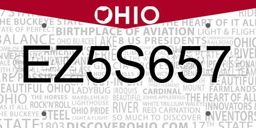 EZ5S657 Ohio License Plate