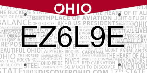 EZ6L9E Ohio License Plate