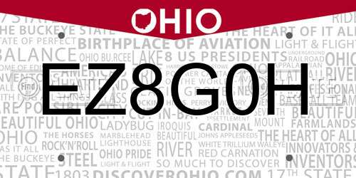 EZ8G0H Ohio License Plate