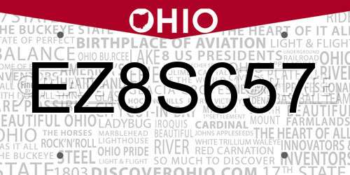 EZ8S657 Ohio License Plate