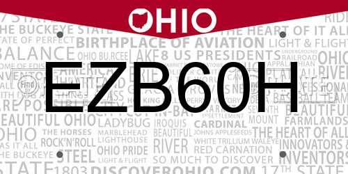 EZB60H Ohio License Plate
