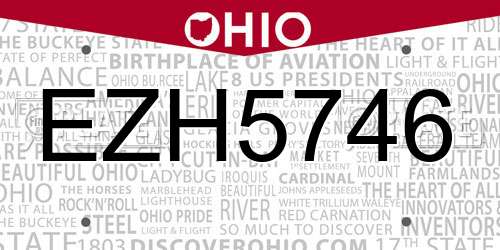 EZH5746 Ohio License Plate