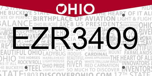 EZR3409 Ohio License Plate