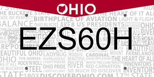 EZS60H Ohio License Plate