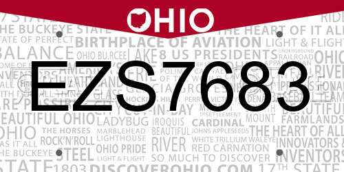 EZS7683 Ohio License Plate