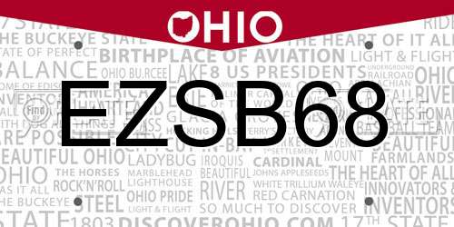 EZSB68 Ohio License Plate