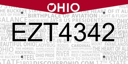 EZT4342 Ohio License Plate