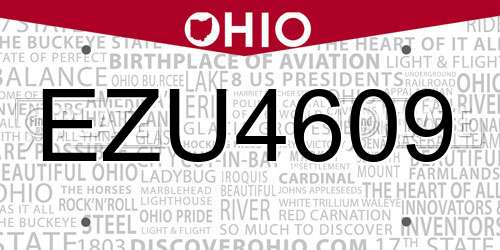 EZU4609 Ohio License Plate