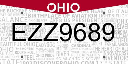 EZZ9689 Ohio License Plate