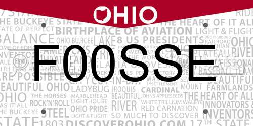 F00SSE Ohio License Plate