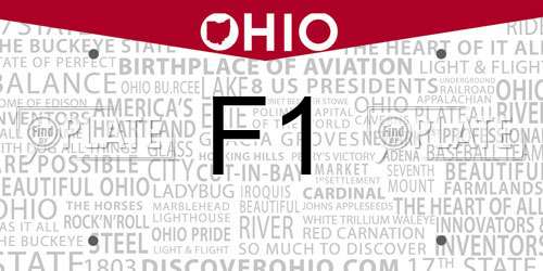 F1 Ohio License Plate