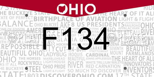 F134 Ohio License Plate