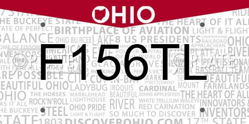 F156TL Ohio License Plate