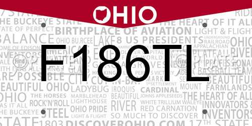 F186TL Ohio License Plate
