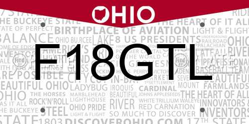 F18GTL Ohio License Plate